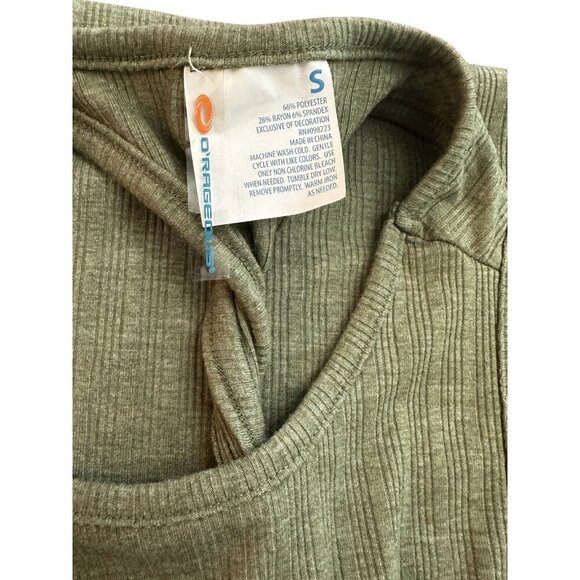 O'Rageous Women's Twist Back Dress Green Size Small Ribbed Beach Sundress - Picture 2 of 4